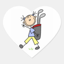 Girl Golfer With Bag and Clubs Stickers