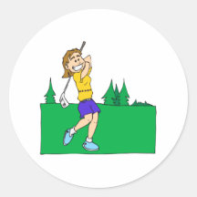 Girl Golfers Round Stickers