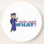 Girl Graduation in Blue Gown Beverage Coasters