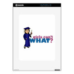 Girl Graduation in Blue Gown Decals For iPad