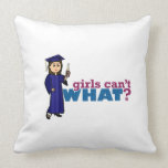 Girl Graduation in Blue Gown Throw Pillows