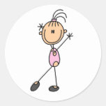 Girl Gymnast in Pink Round Sticker