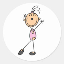 Girl Gymnast in Pink Round Sticker