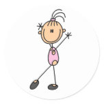Girl Gymnast in Pink Round Sticker