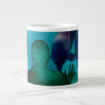 Girl hand up dolphins back grunged jumbo mugs