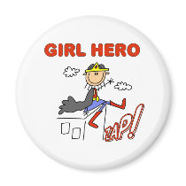 Girl Hero on Rooftop magnets by stick_figures Girl Hero on Rooftop magnets