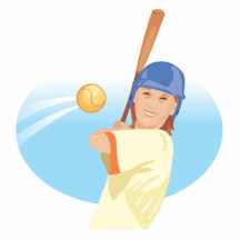 girl hitting softball vector illustration acrylic cut out