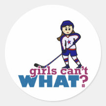 Girl Hockey Player Round Stickers