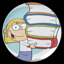 Girl Holding Books plates