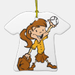 girl holding softball christmas ornament