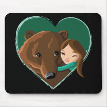 Girl Hugging Bear mousepads by HeatherIhn Girl Hugging Bear mousepads