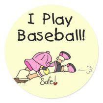 Girl I Play Baseball Tshirts and Gifts Round Sticker