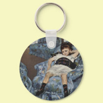Girl in A Blue Chair, Mary Cassatt keychains by vintagegiftmall Girl in A Blue Chair, Mary Cassatt keychains