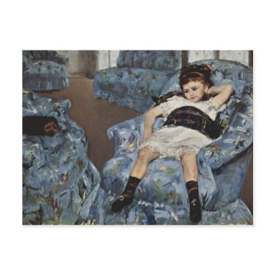 Girl in A Blue Chair, Mary Cassatt Postcard by vintagegiftmall