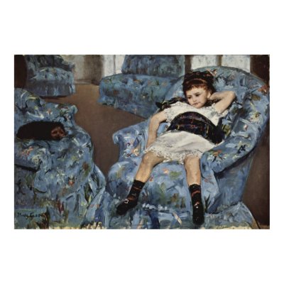 Girl in A Blue Chair, Mary Cassatt Posters by vintagegiftmall