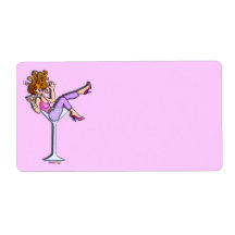 GIRL IN A MARTINI GLASS (Pink) AVERY LABELS