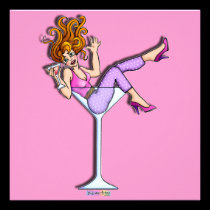 GIRL IN A MARTINI GLASS (Red) PARTY INVITATION invitations
