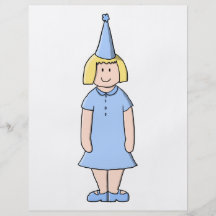Girl in a pale blue birthday party outfit. custom flyer