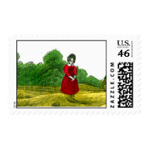 Girl in a Red Dress postage