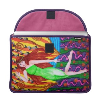 Girl In Abstract Garden With Leaves And Flowers Sleeve For MacBooks