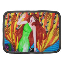 Girl In Abstract Garden With Leaves And Flowers Organizers