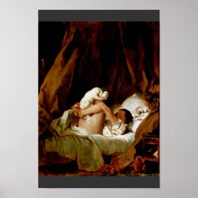Girl  Furniture on Girl In Bed With A Dog Playing By Fragonard  Jean  Poster From Zazzle