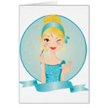 Girl in blue greeting card