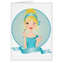Girl in blue greeting card