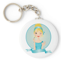Girl in blue keychains