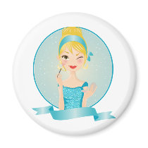 Girl in blue fridge magnets
