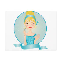 Girl in blue post card