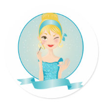 Girl in blue stickers