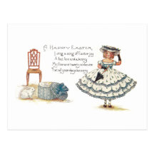 Girl in Easter Dress and Bunnies Post Cards