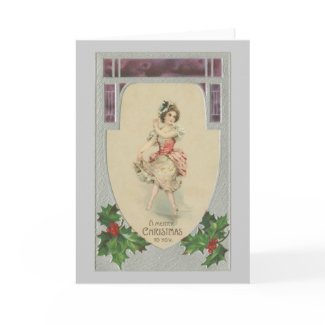 Girl in Flowery Dress Christmas Card card