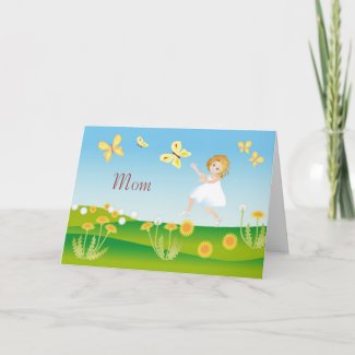 Girl in Garden for Mother's Day Card card