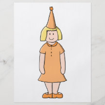 Girl in Orange Dress and Birthday Party Hat. Flyers