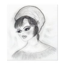 Girl in Pillbox Cap Gallery Wrapped Canvas