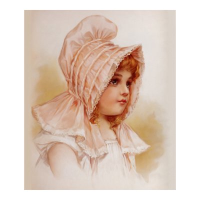 Girl in Pink Bonnet Print by Memory_Lane