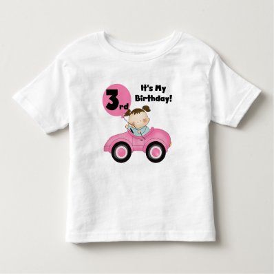 Girl in Pink Car 3rd Birthday Tshirts and Gifts