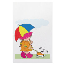 Girl in Rain Custom Stationery