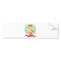 Girl in red bumper stickers