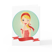 Girl in red cards