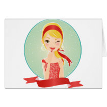 Girl in red cards