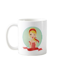 Girl in red mugs