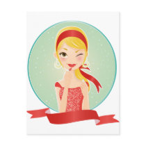 Girl in red postcards
