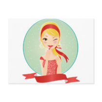 Girl in red postcards