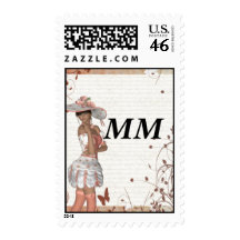 Girl in summer hat postage