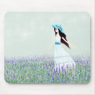 Girl in the field of lavenders mousepad