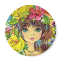 Girl In The Flowers Magnet by artbymar Girl In The Flowers Magnet