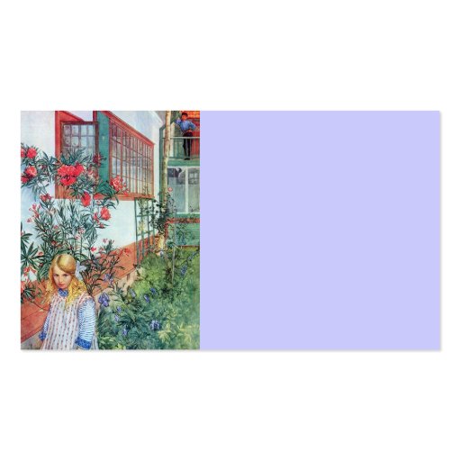 Girl in the Garden with Red Flowers Business Card Template (front side)